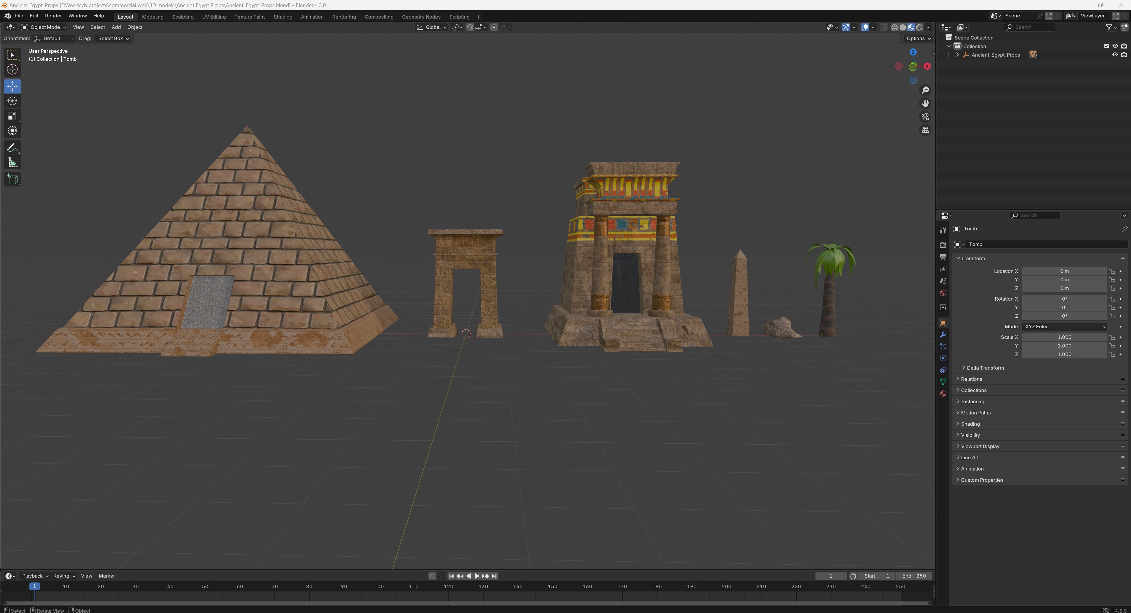Ancient Egypt Props MAYA and BLENDER Low-poly 3D model_14