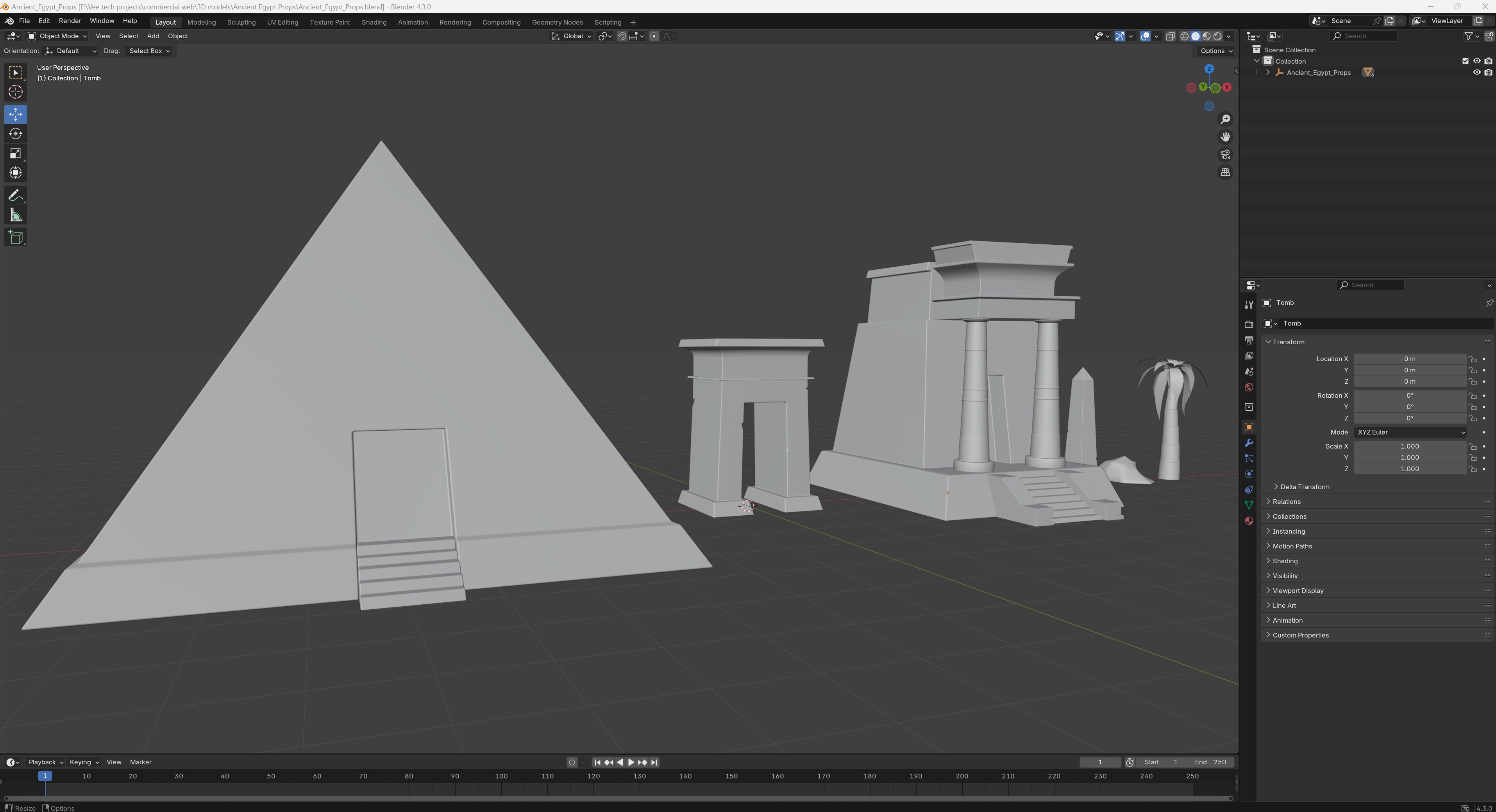 Ancient Egypt Props MAYA and BLENDER Low-poly 3D model_10