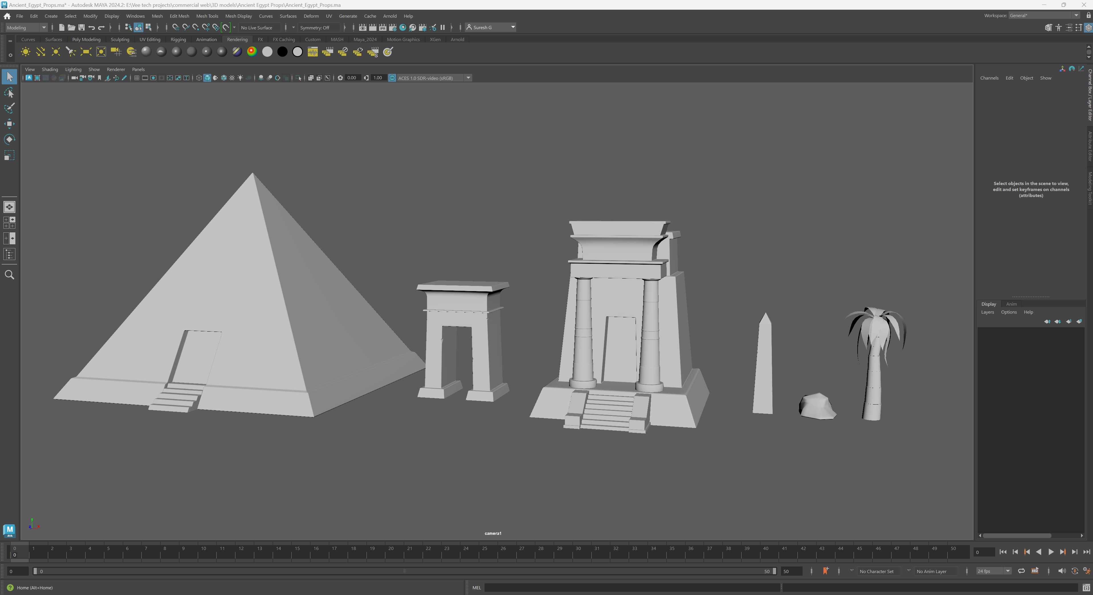 Ancient Egypt Props MAYA and BLENDER Low-poly 3D model_11