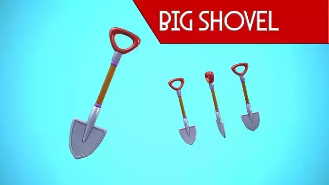 BIG SHOVEL CARTOON STYLIZED Low-poly 3D model