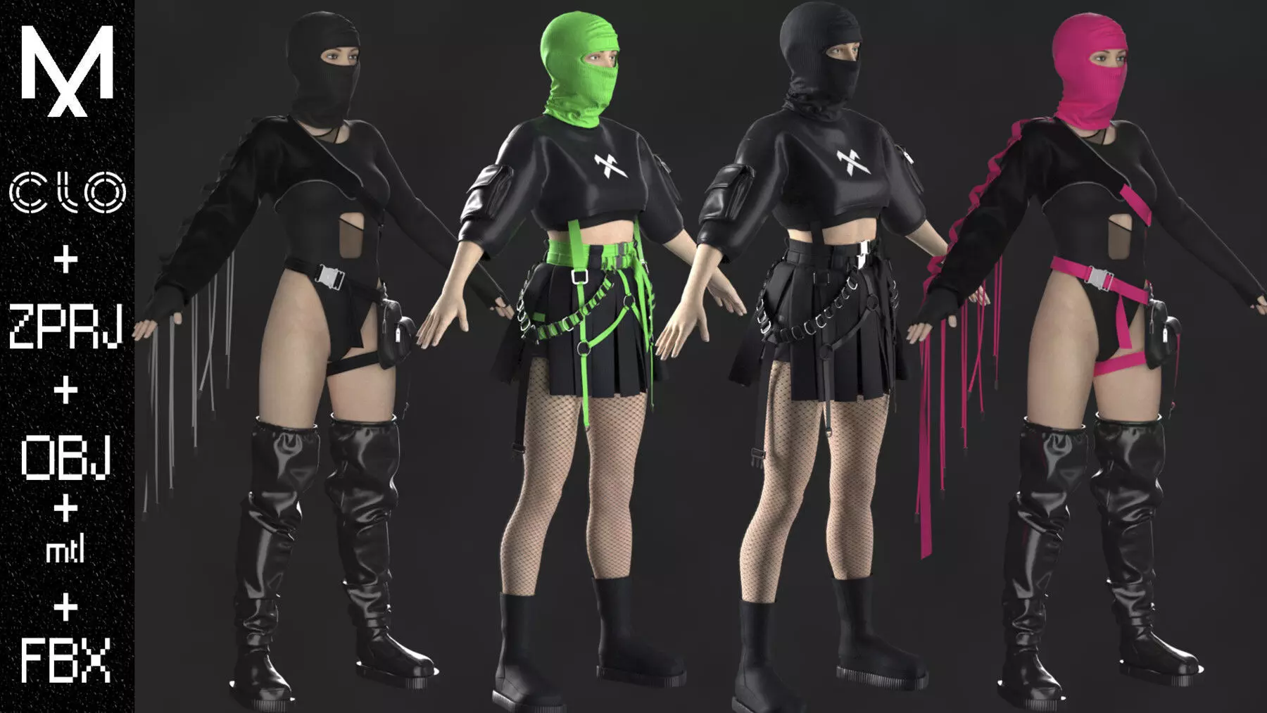Female Outfits Marvelous designer Clo3d OBJ mtl FBX ZPRJ 3D model