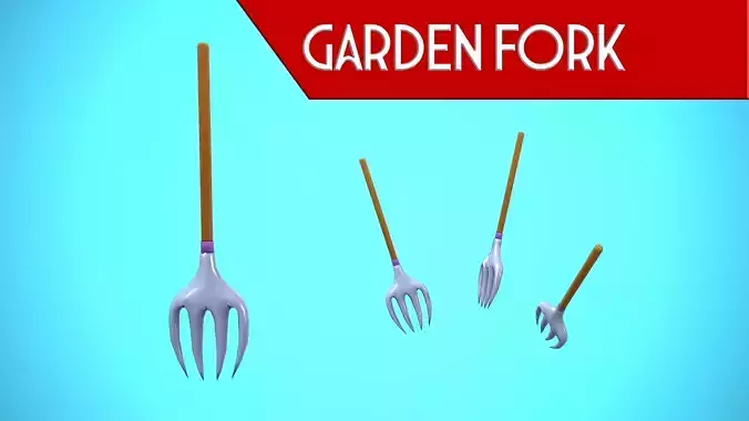 GARDEN FORK CARTOON STYLIZED Low-poly 3D model