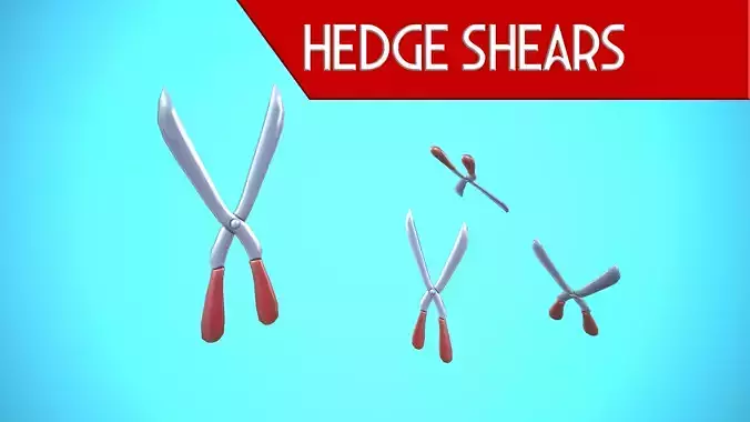 HEDGE SHEARS CARTOON STYLIZED Low-poly 3D model