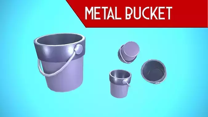 METAL BUCKET CARTOON STYLIZED Low-poly 3D model