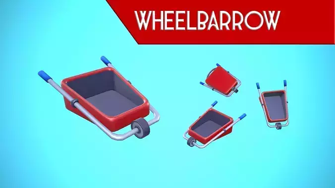 WHEELBARROW CARTOON STYLIZED Low-poly 3D model