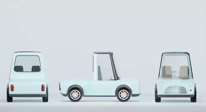  Stylish 3D Mini Pickup Truck   Game-Ready 