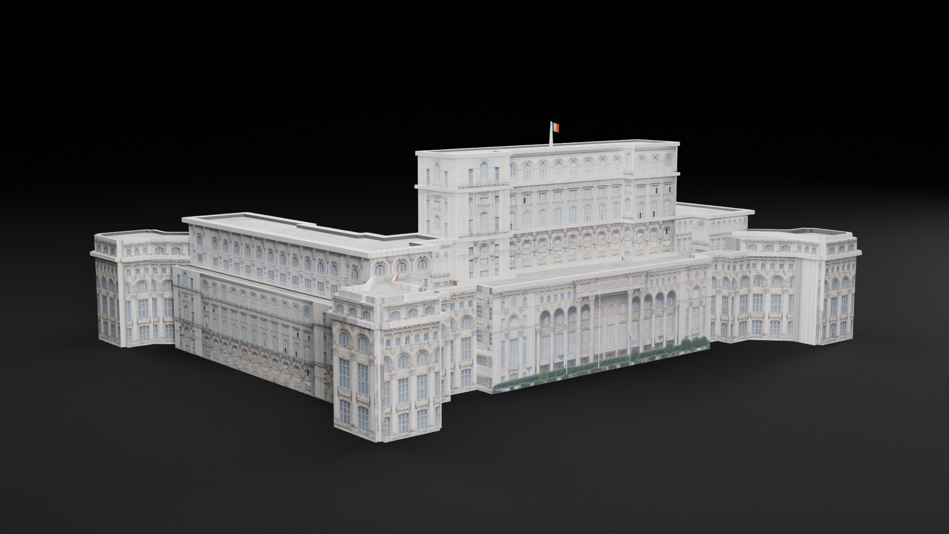 Low Poly Palace Of The Parliament - Romania Low-poly 3D model_7