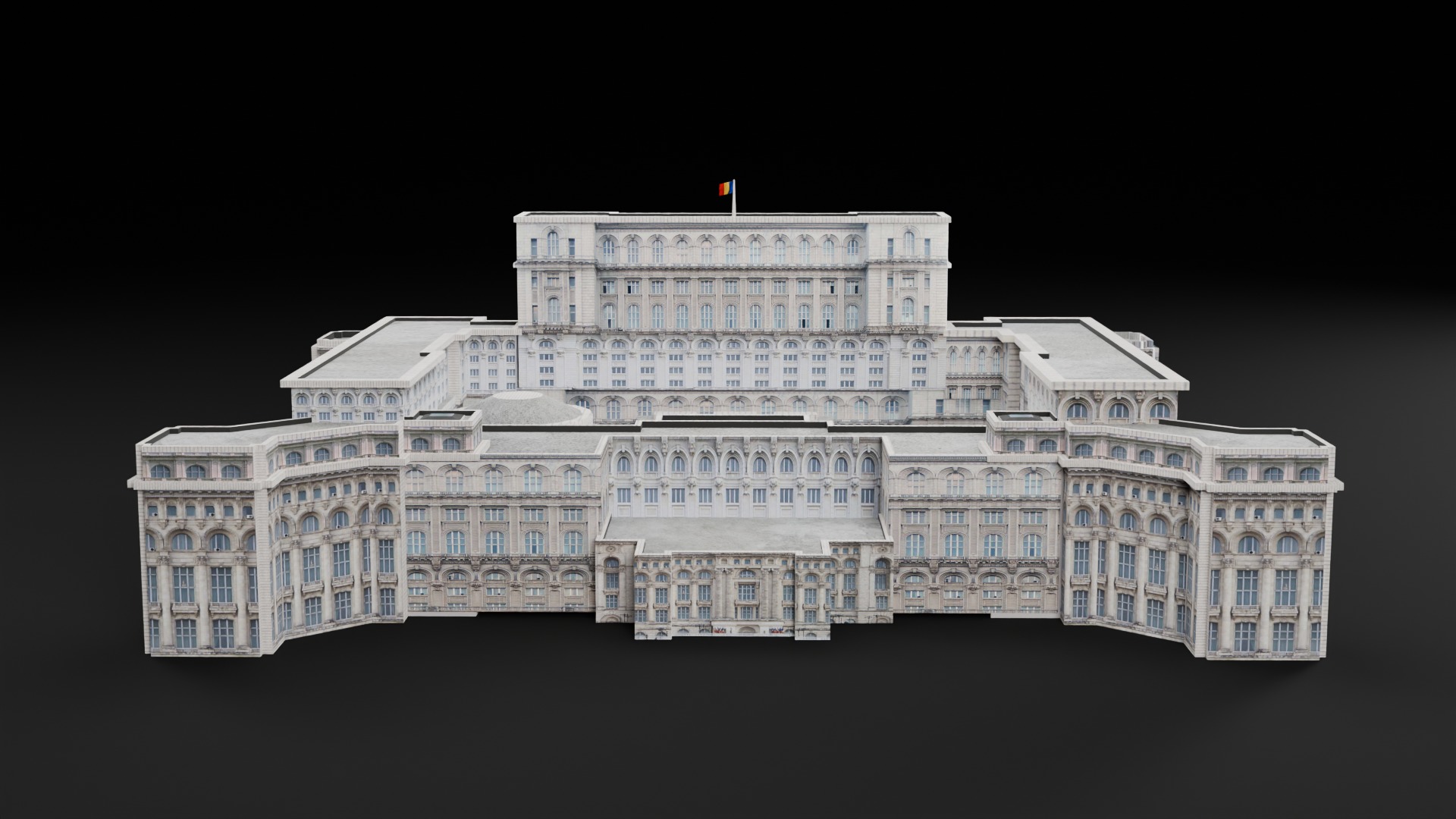 Low Poly Palace Of The Parliament - Romania Low-poly 3D model_6