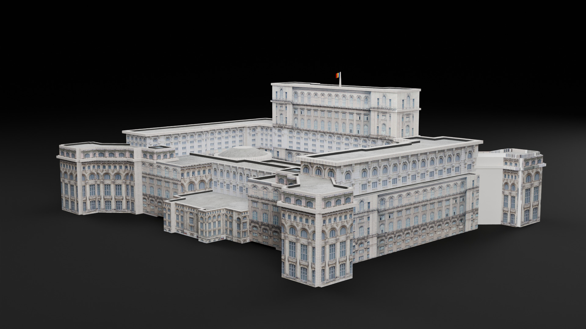 Low Poly Palace Of The Parliament - Romania Low-poly 3D model_5