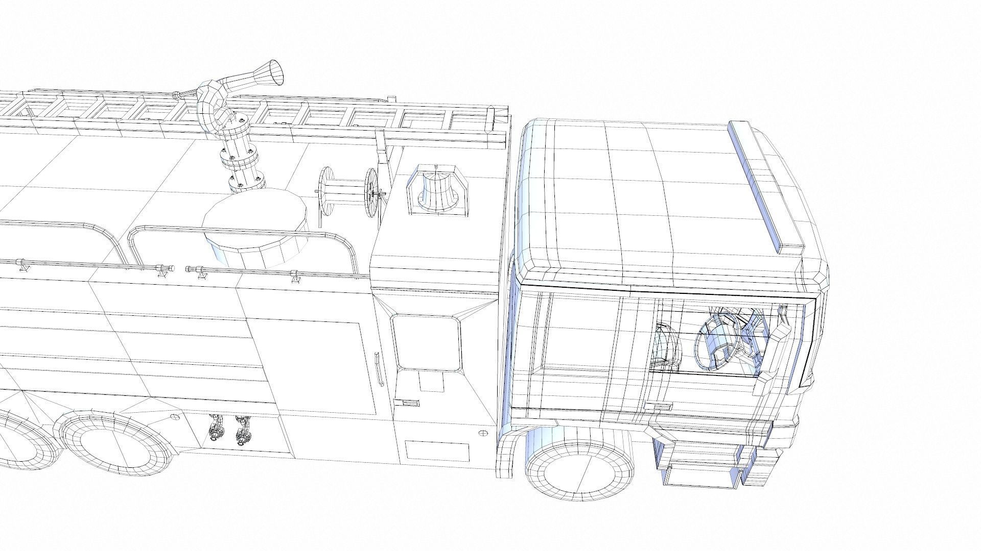 Fire Truck Low-poly 3D model_25