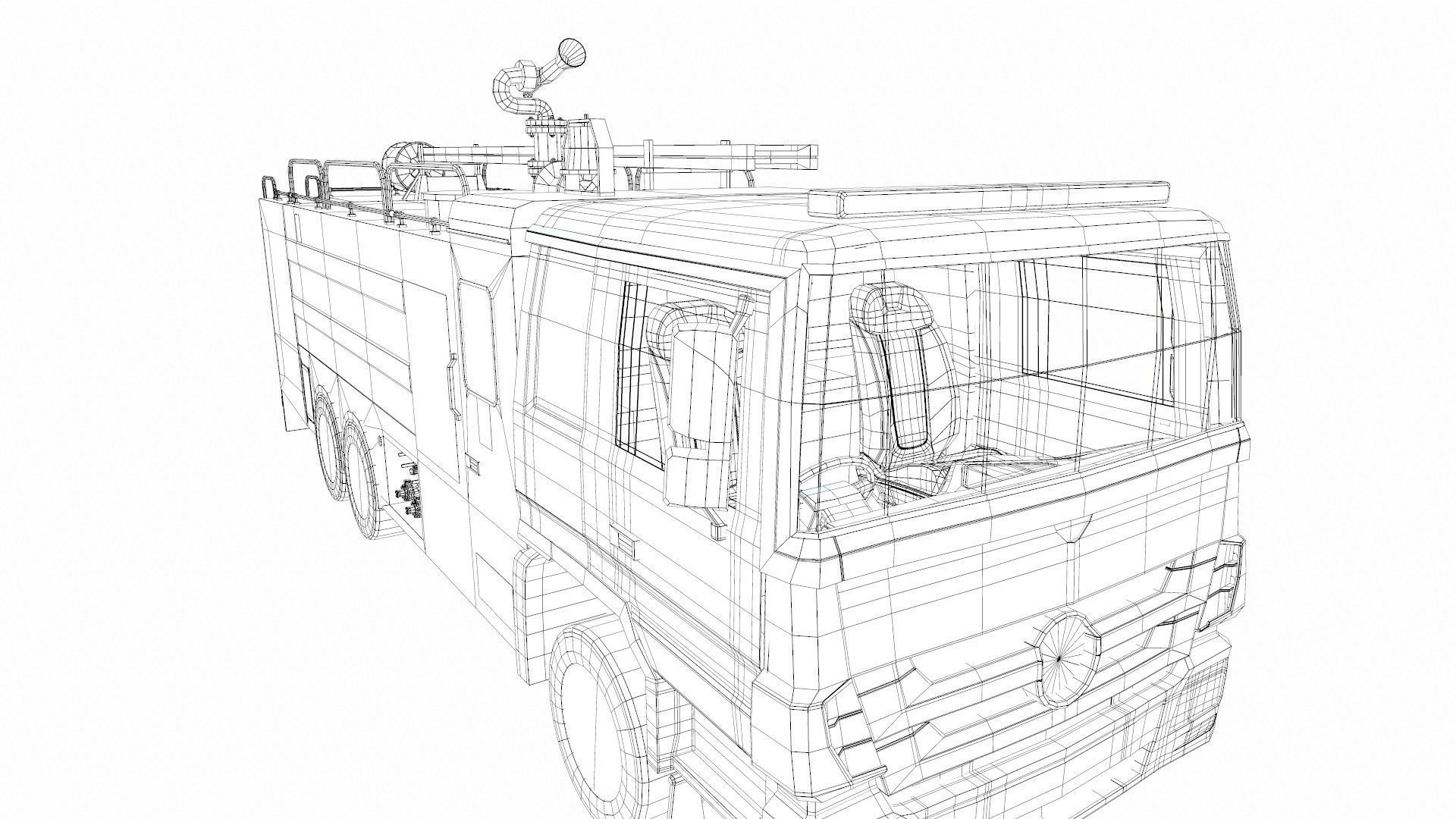 Fire Truck Low-poly 3D model_24