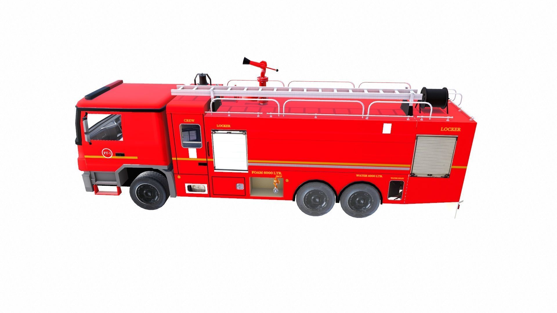 Fire Truck Low-poly 3D model_5