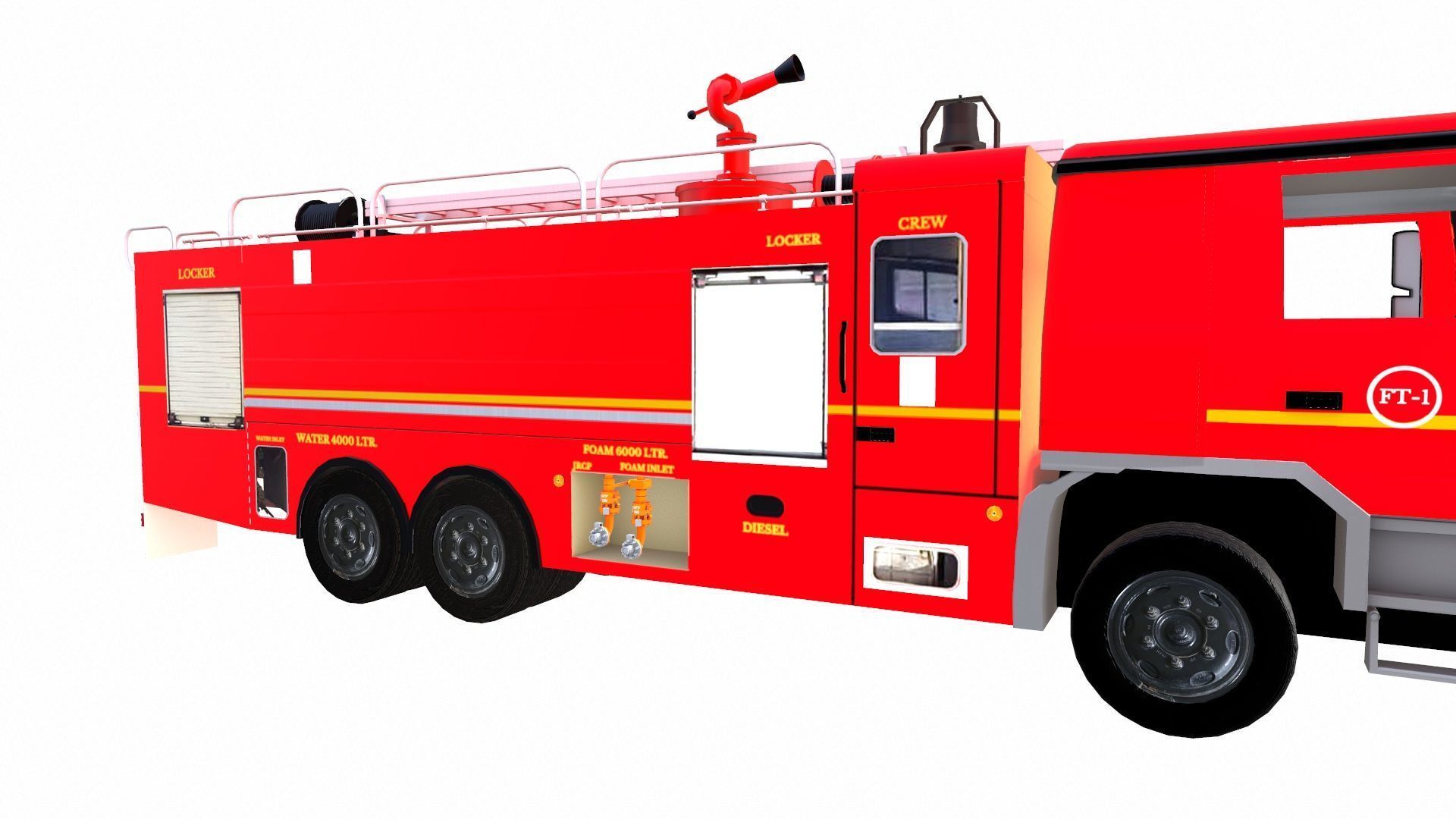 Fire Truck Low-poly 3D model_12