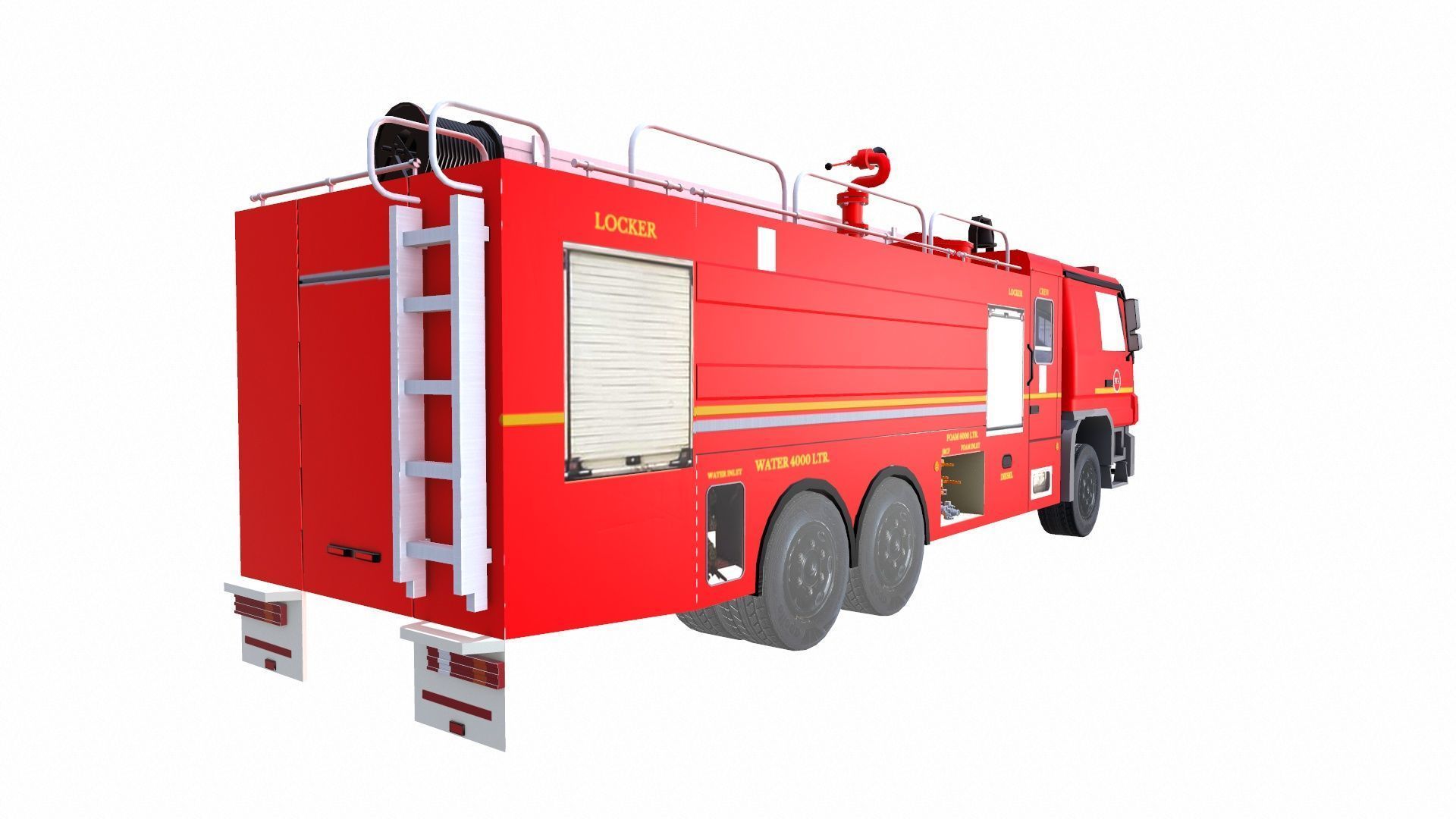 Fire Truck Low-poly 3D model_9