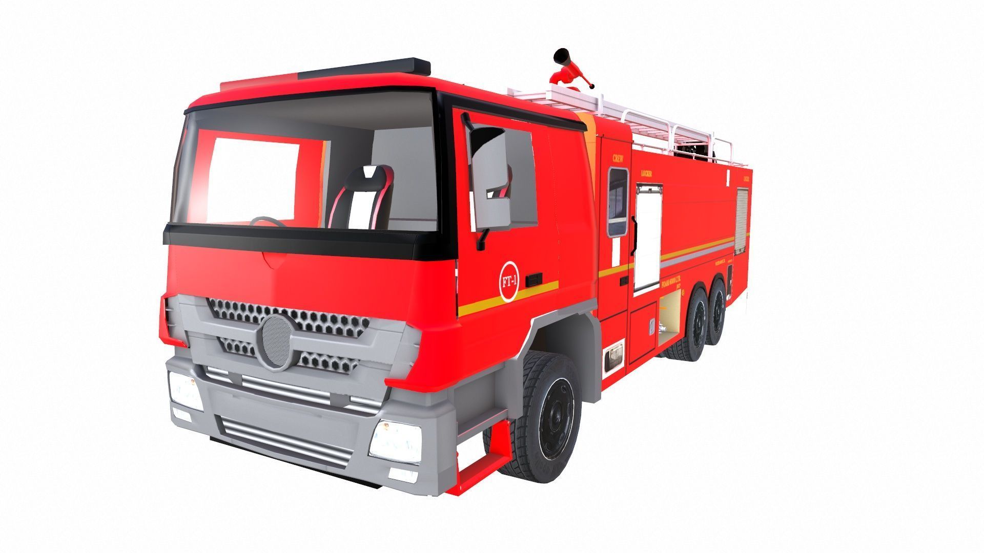 Fire Truck Low-poly 3D model_3