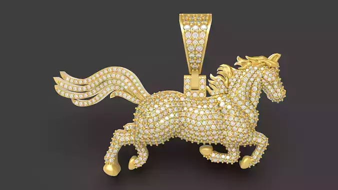Horse Dimond Pendant - 0064 