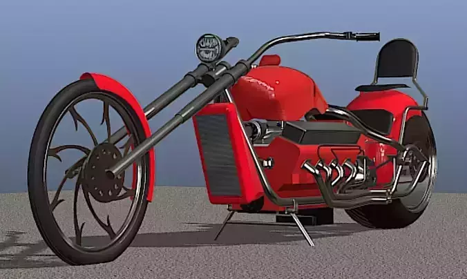 Custom V8 Chopper - High Poly 3D Model