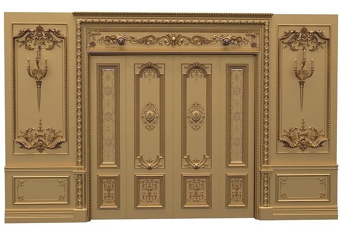 Classic Door Royal style gold plated 2 3D model