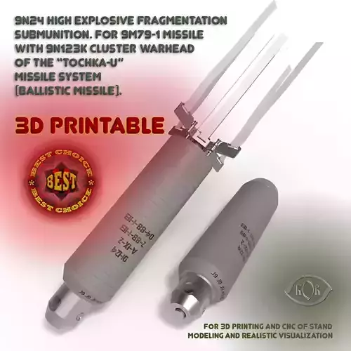 9N24 fragmentation submunition 3D printable moulage 3D model