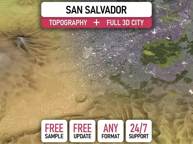 San Salvador - 3D City Topography Terrain