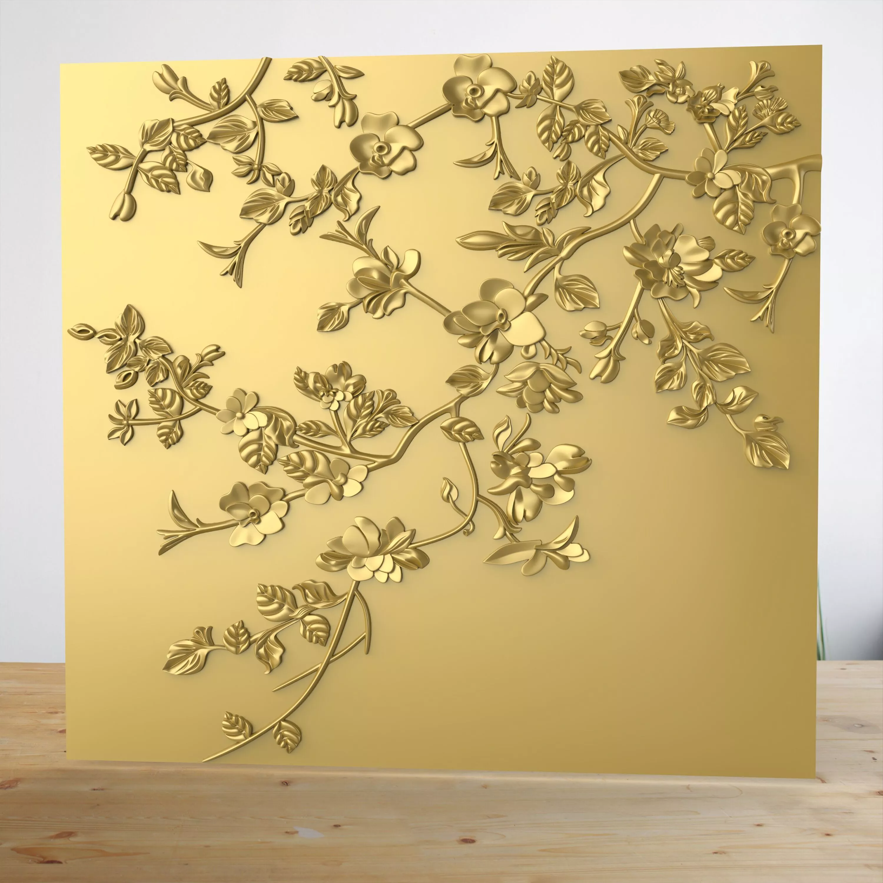 Luxury Floral Bas-Relief Panel for CNC 3D model