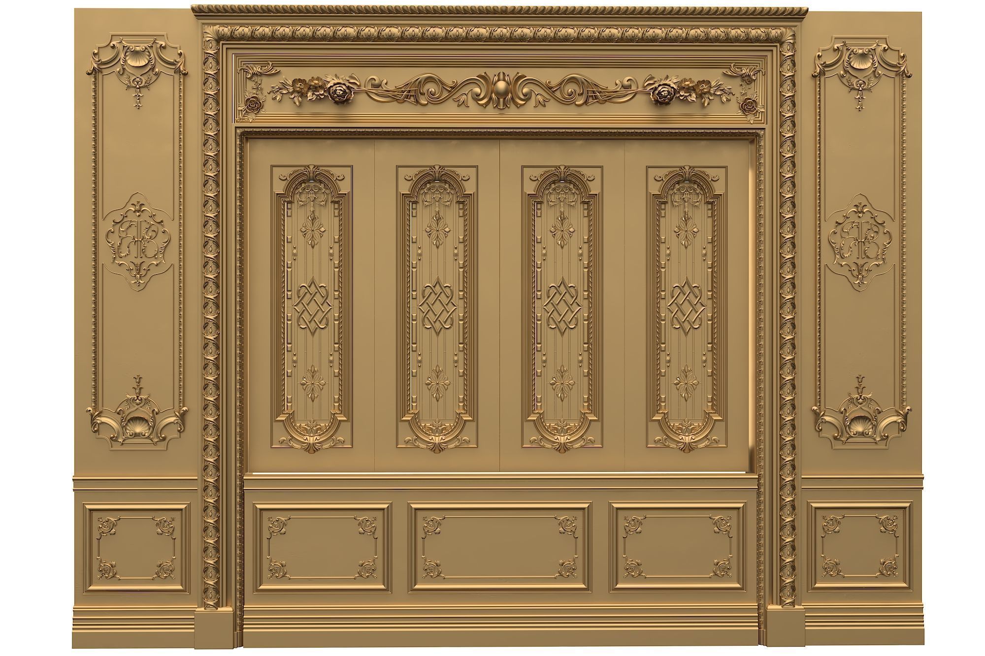 Classic Door Royal style gold plated 23 3D model_3