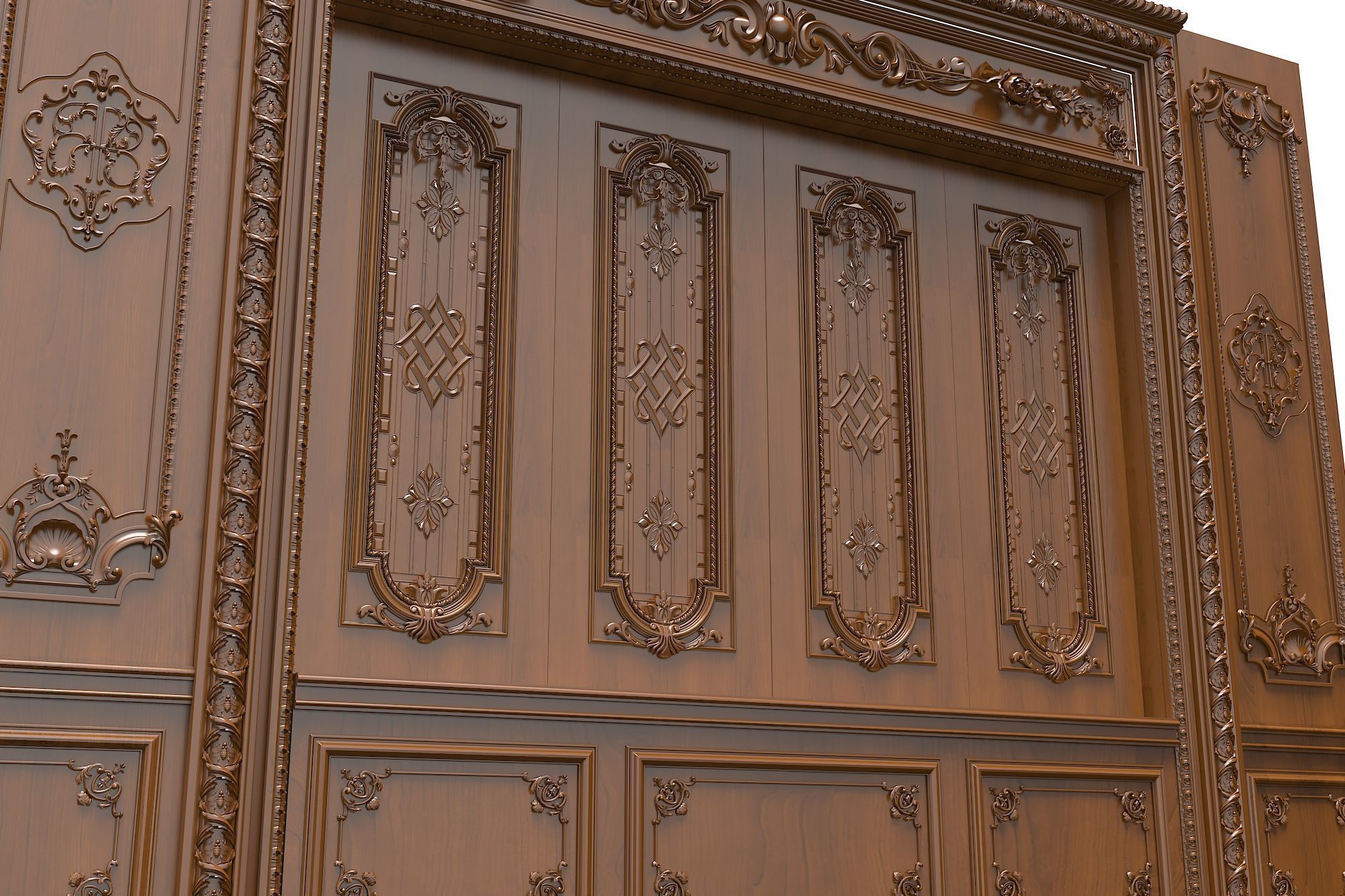 Classic Door Royal style gold plated 23 3D model_2