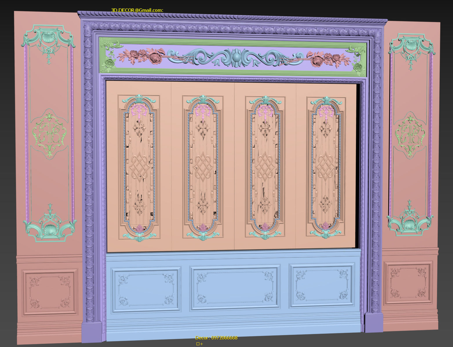 Classic Door Royal style gold plated 23 3D model_1