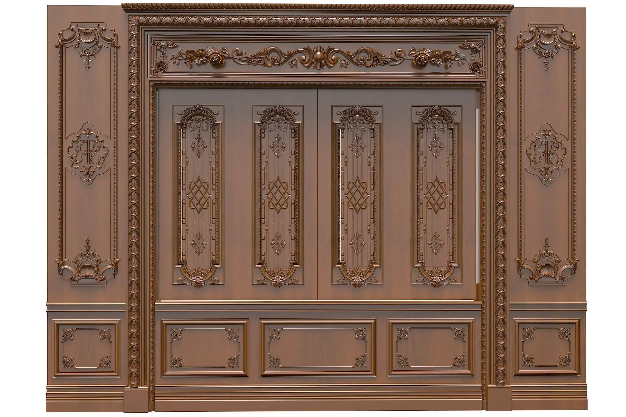 Classic Door Royal style gold plated 23 3D model_0