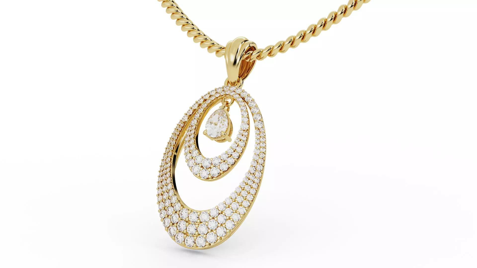 Double Layer Teardrop Diamond Pendant 3D print model_0