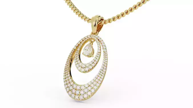 Double Layer Teardrop Diamond Pendant