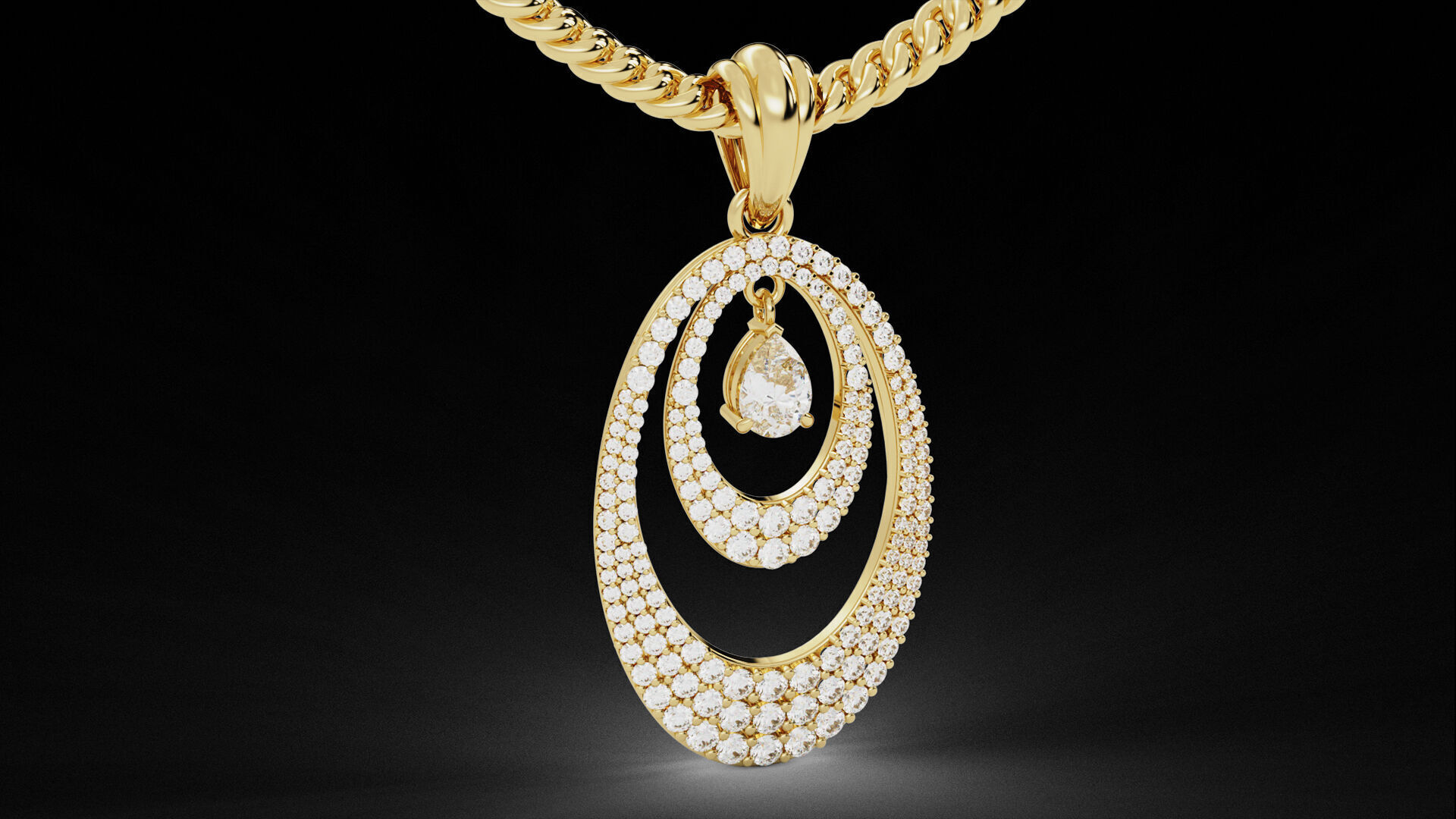 Double Layer Teardrop Diamond Pendant 3D print model_3