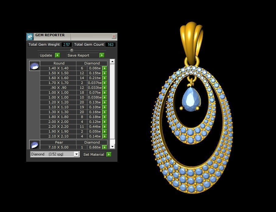Double Layer Teardrop Diamond Pendant 3D print model_11