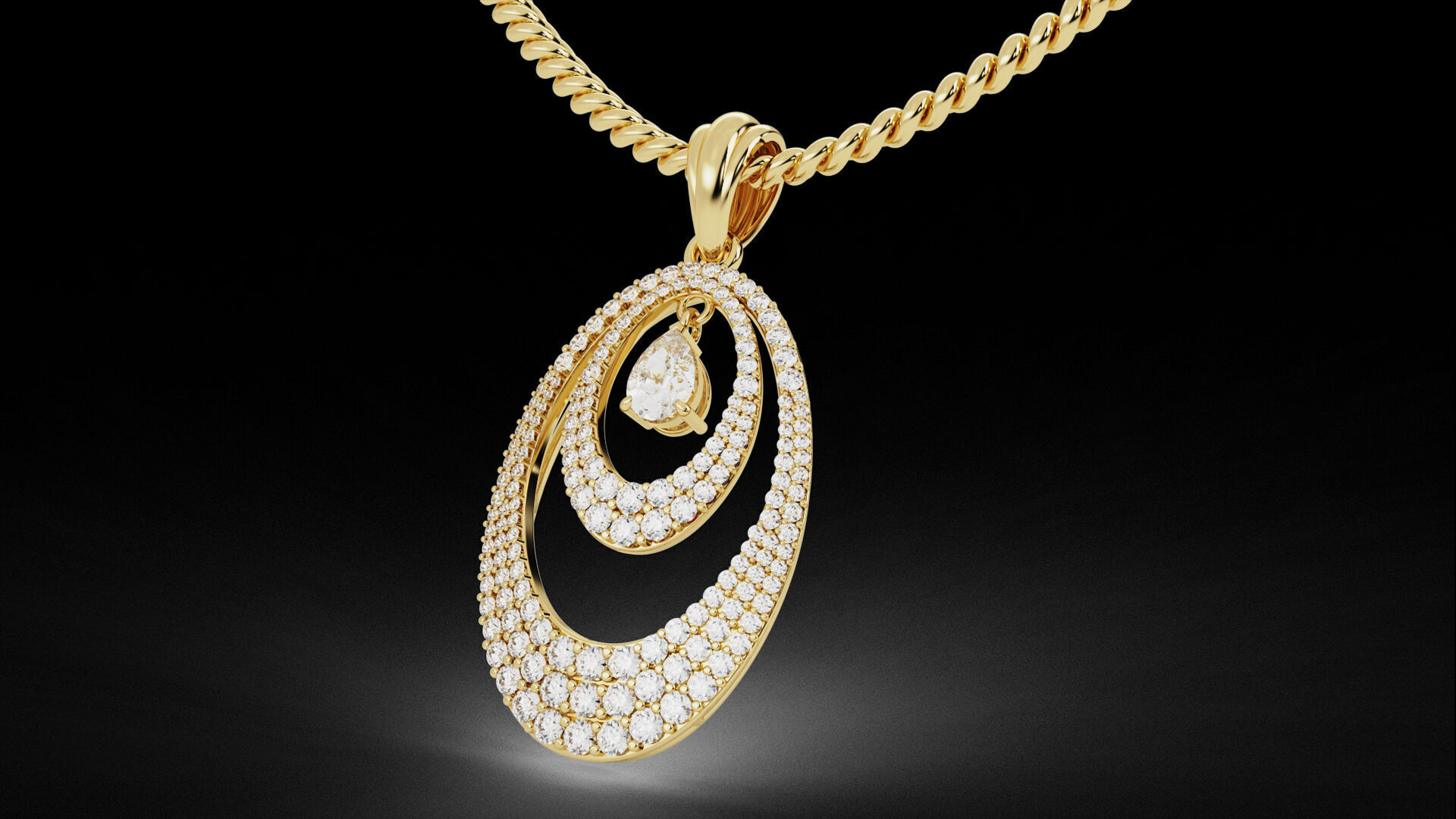 Double Layer Teardrop Diamond Pendant 3D print model_2