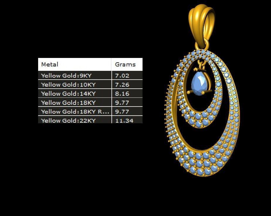 Double Layer Teardrop Diamond Pendant 3D print model_7