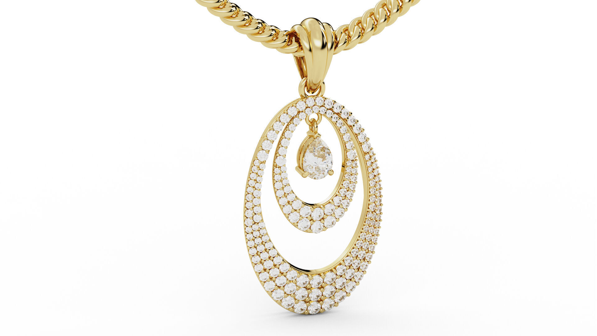 Double Layer Teardrop Diamond Pendant 3D print model_1