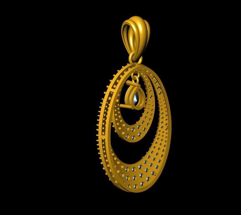 Double Layer Teardrop Diamond Pendant 3D print model_10