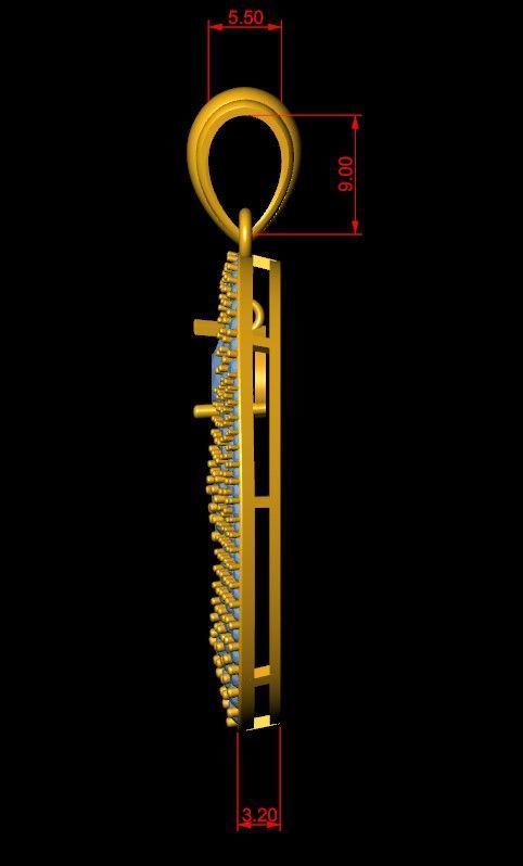 Double Layer Teardrop Diamond Pendant 3D print model_8