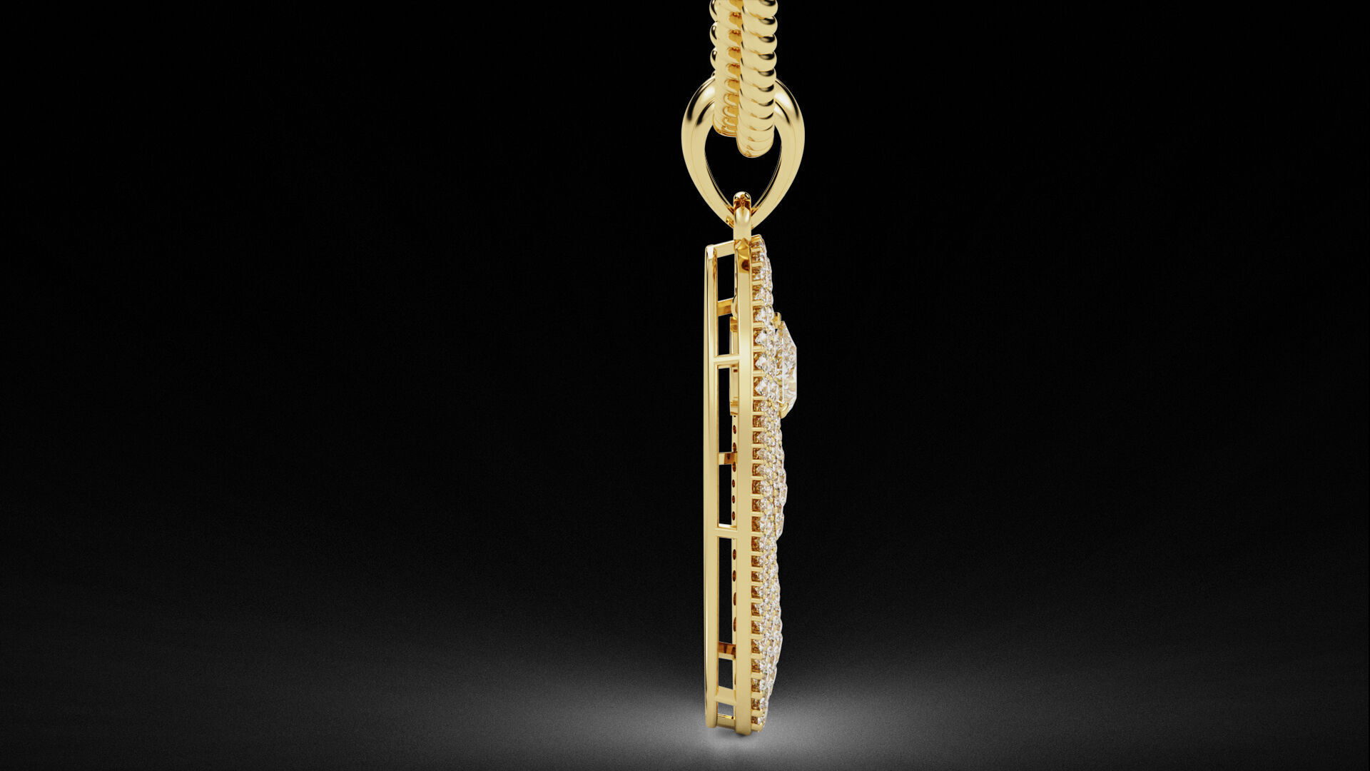 Double Layer Teardrop Diamond Pendant 3D print model_5