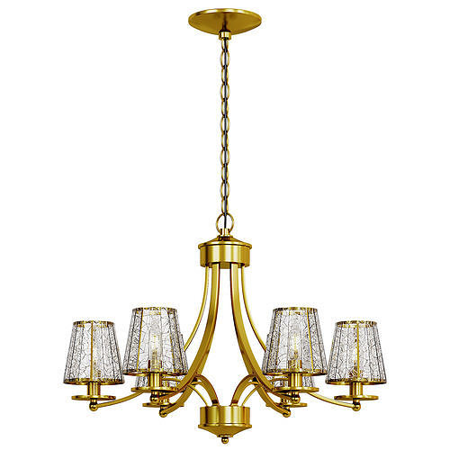 6-Light Brass Modern Crystal Chandelier Low-poly 3D model