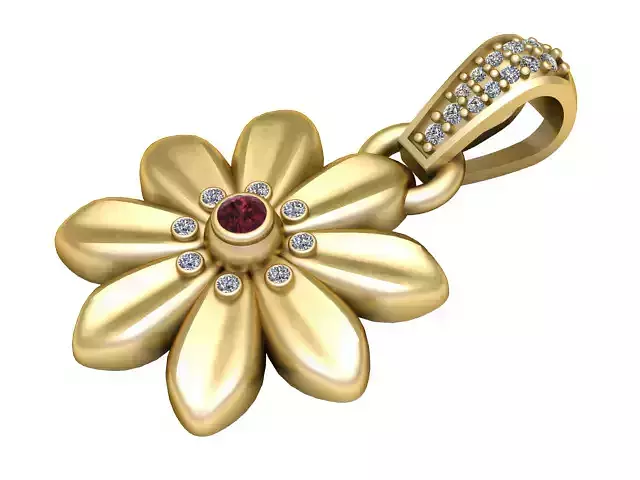FLOWER DIAMOND PENDANT 3D PRINTABLE MODEL 