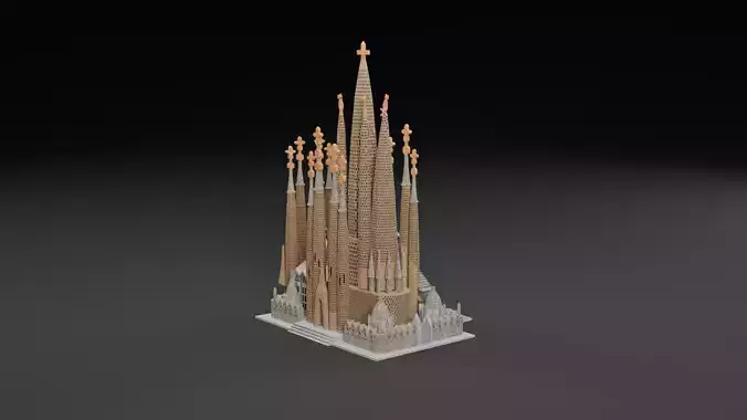 Low Poly La Sagrada Familia - Spain Low-poly 3D model