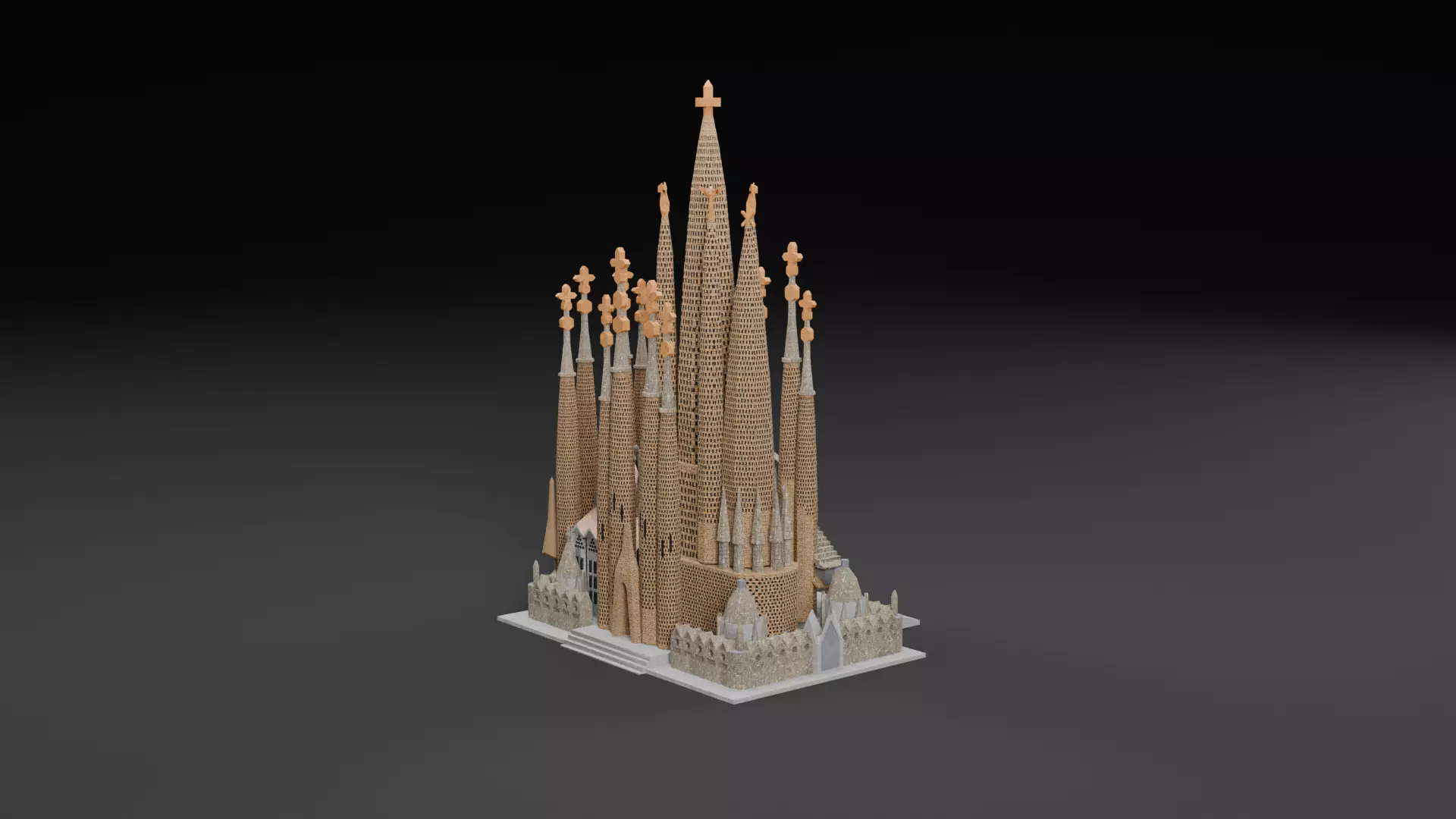 Low Poly La Sagrada Familia - Spain Low-poly 3D model