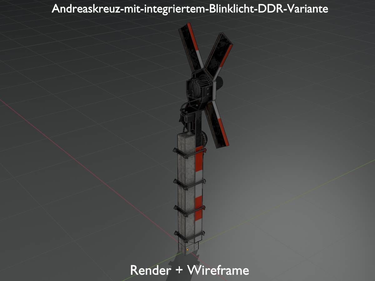 Railway crossing traffic light GDR Version Low-poly 3D model_7