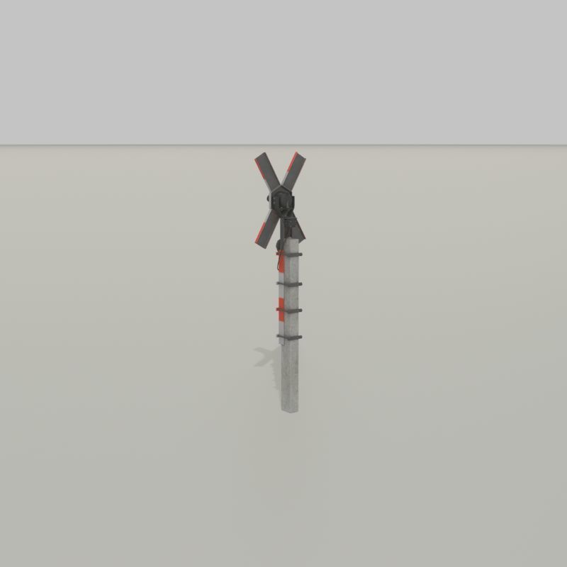 Railway crossing traffic light GDR Version Low-poly 3D model_40