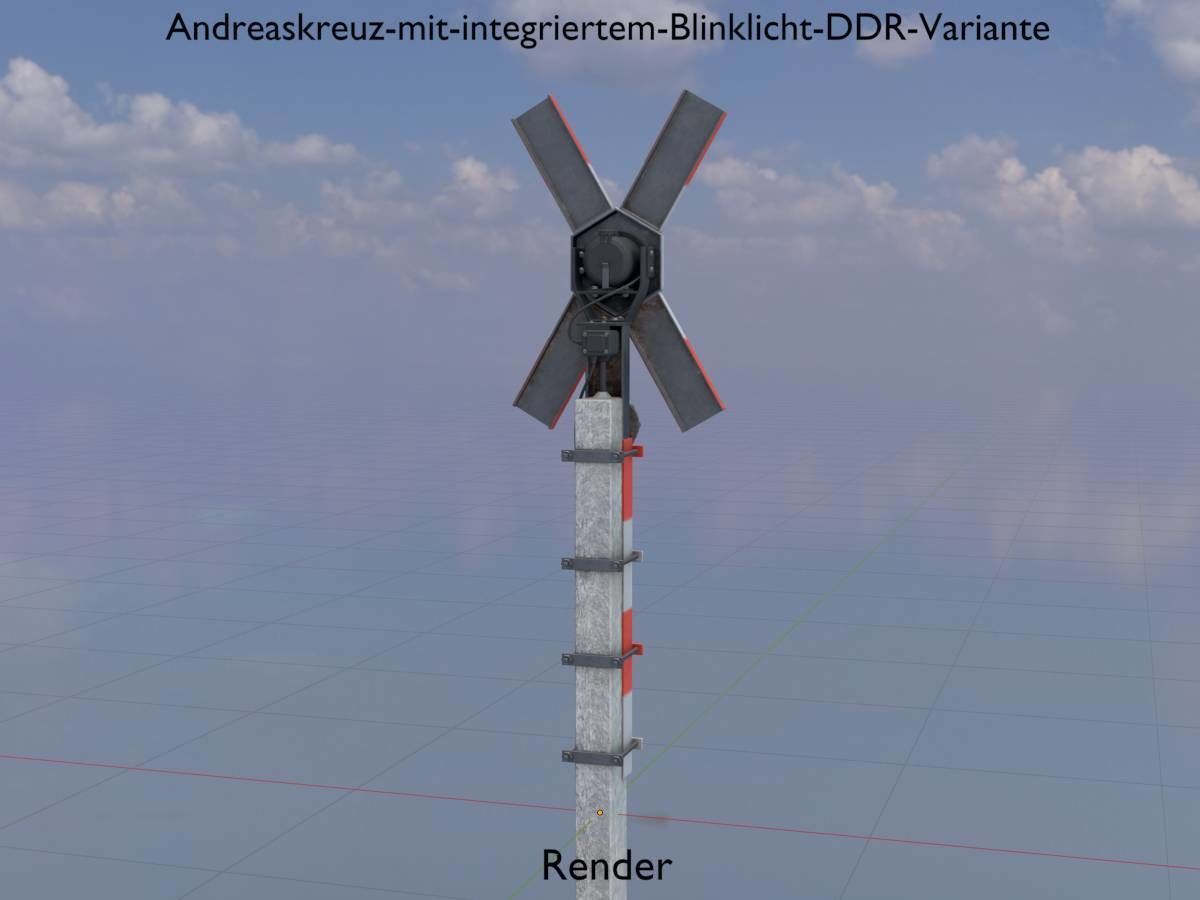 Railway crossing traffic light GDR Version Low-poly 3D model_19