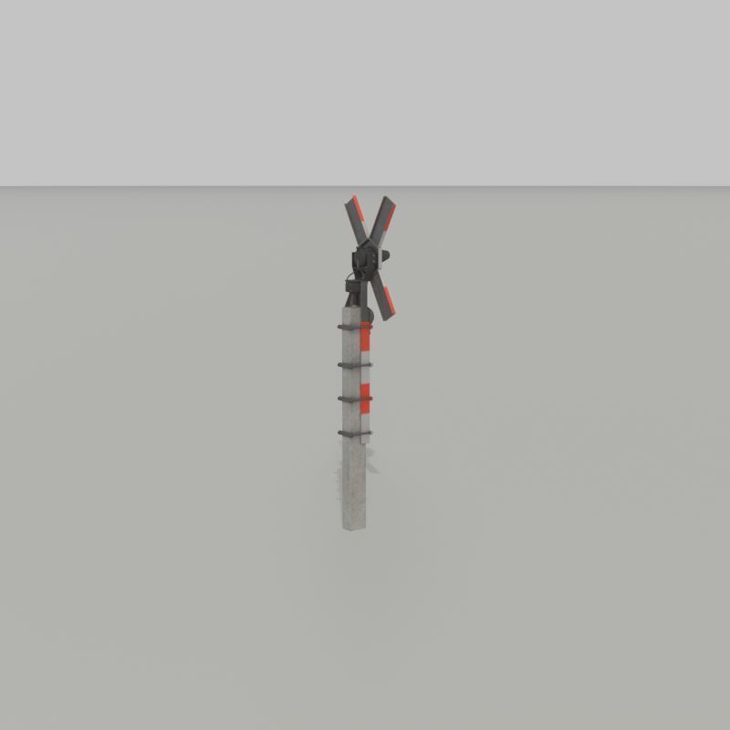 Railway crossing traffic light GDR Version Low-poly 3D model_26