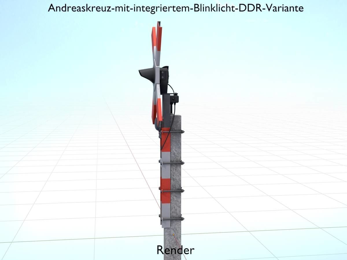 Railway crossing traffic light GDR Version Low-poly 3D model_18