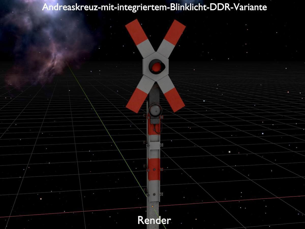 Railway crossing traffic light GDR Version Low-poly 3D model_17