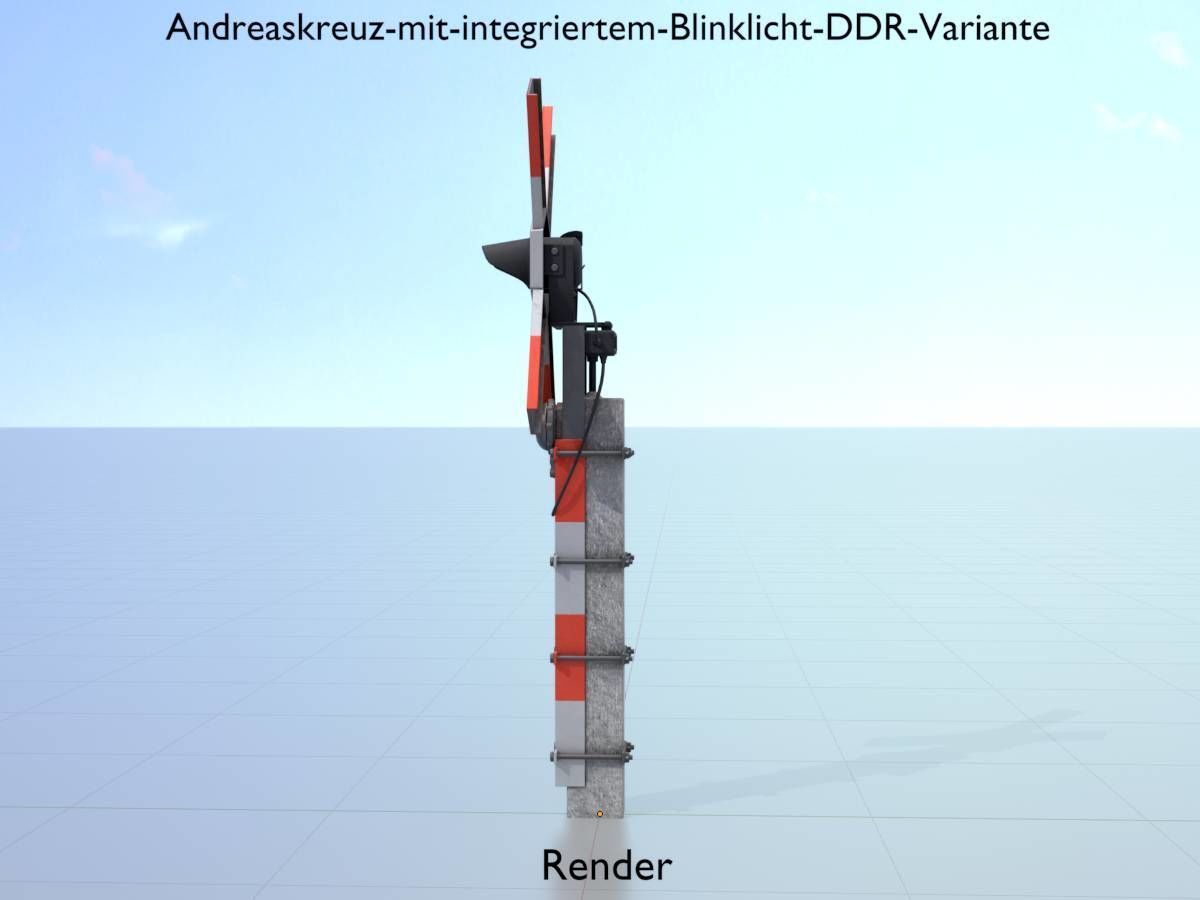 Railway crossing traffic light GDR Version Low-poly 3D model_14